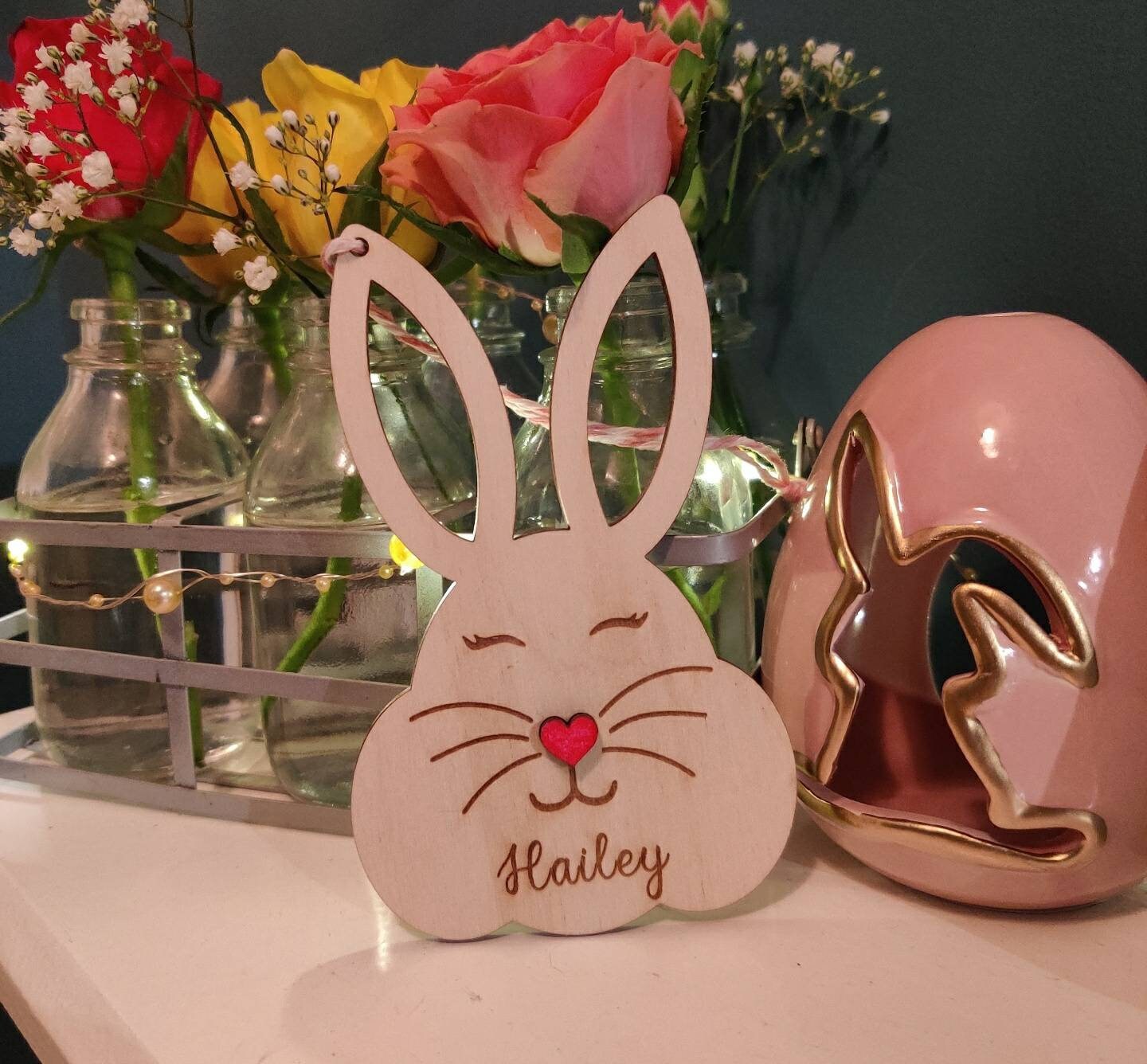 Personalised Easter bunny basket/tree tag
