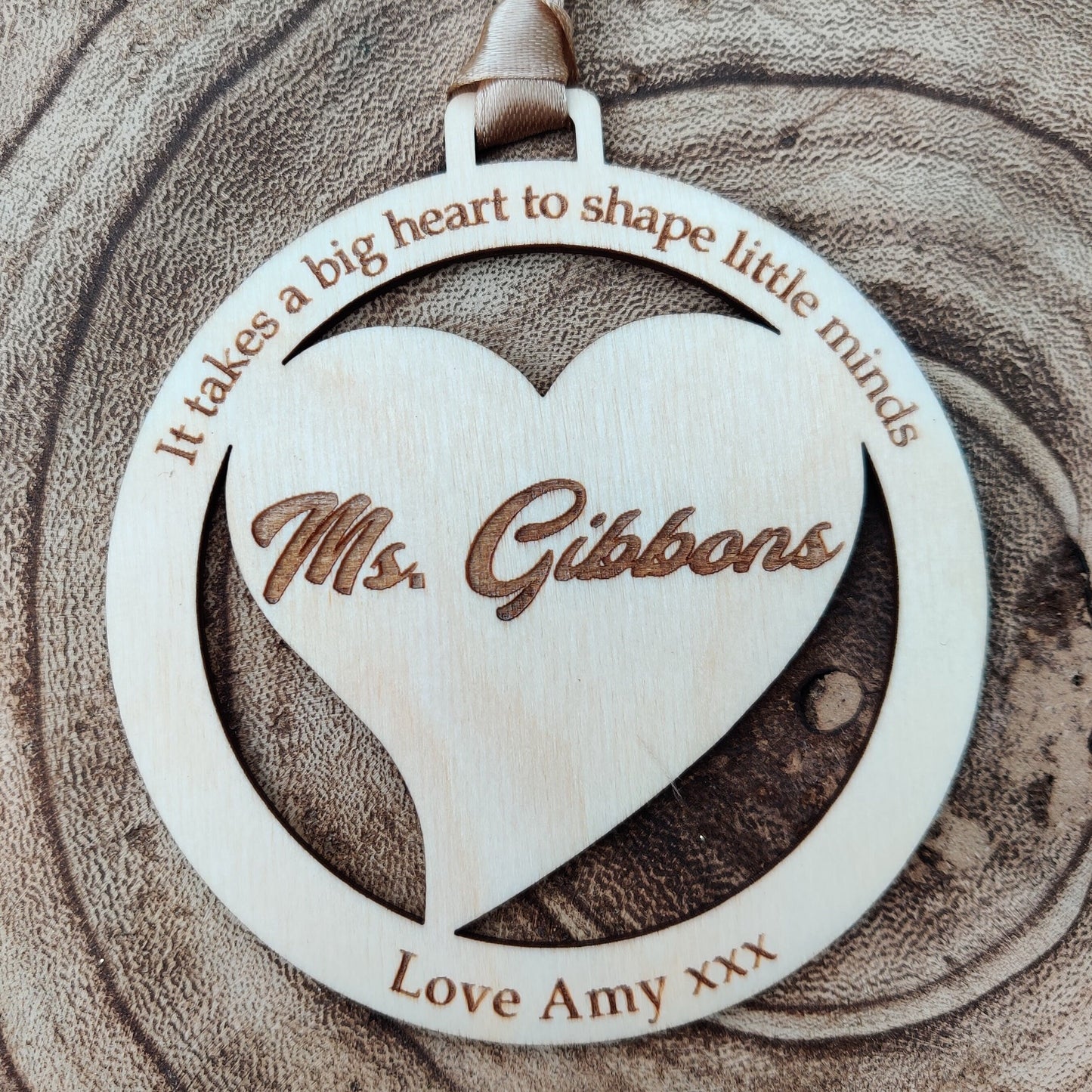 It takes a big heart to help shape little minds. Christmas tree decoration, thank you teacher/ SNA Christmas gift.