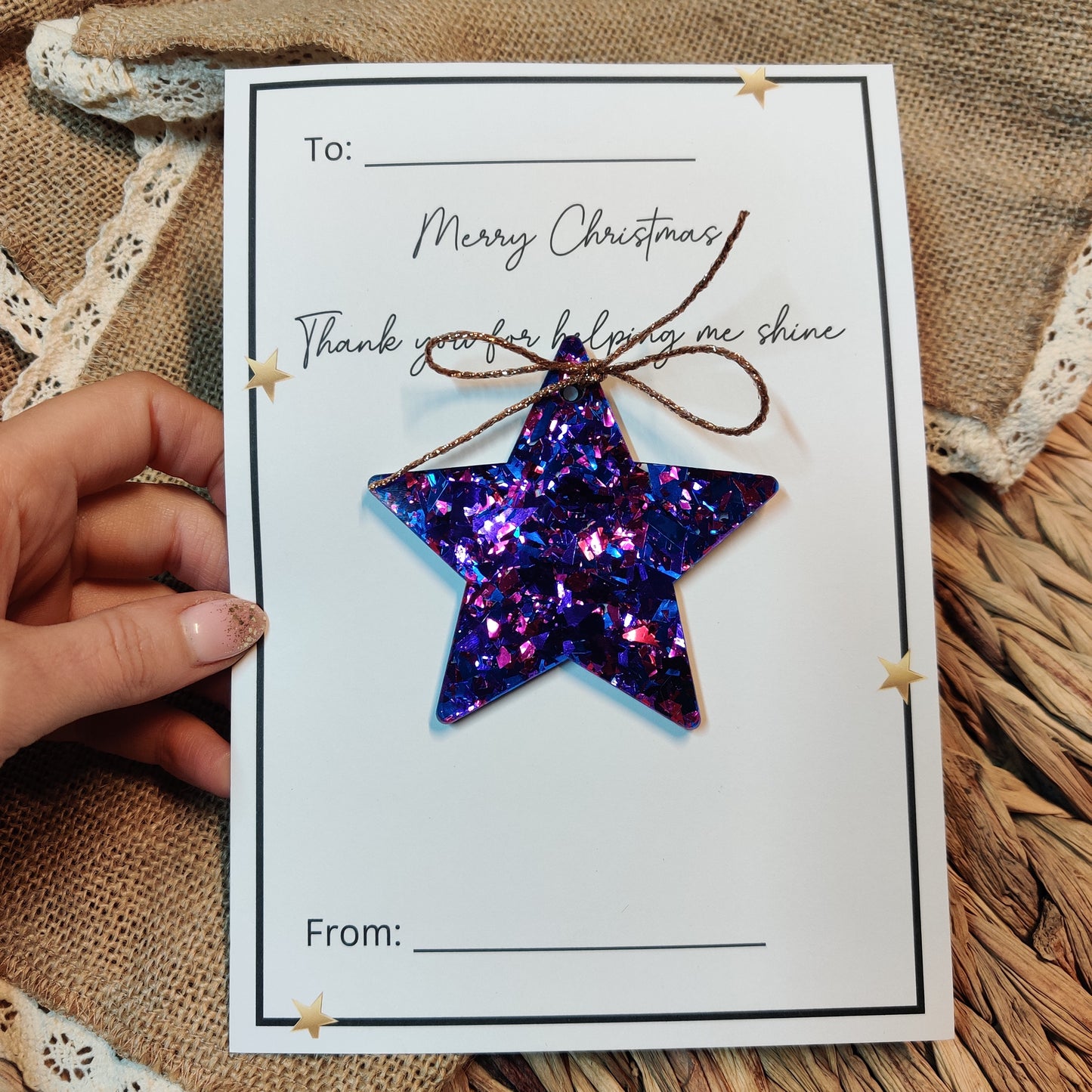 Confetti Star Decoration & Card – acrylic