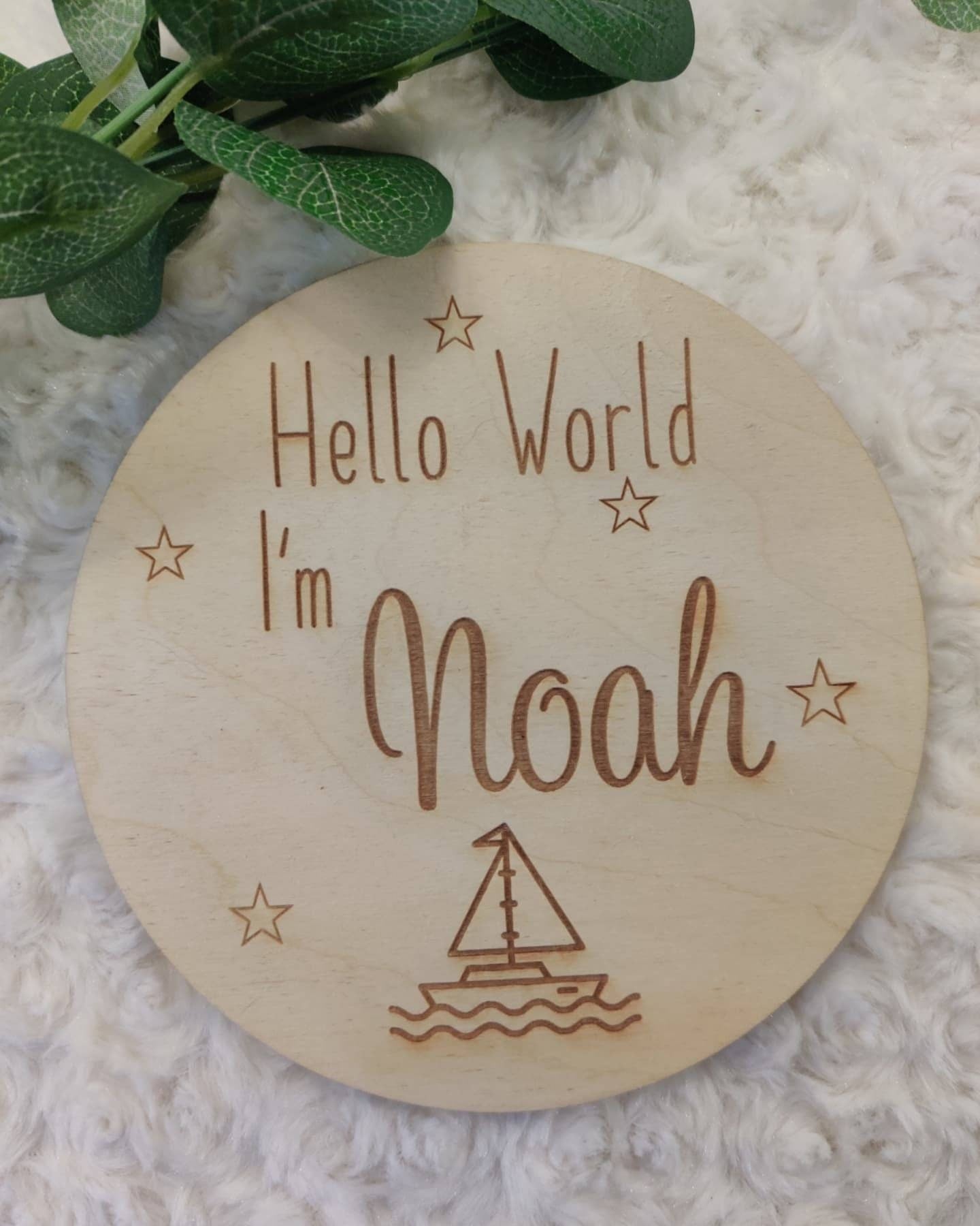 Personalised hello world baby name sign