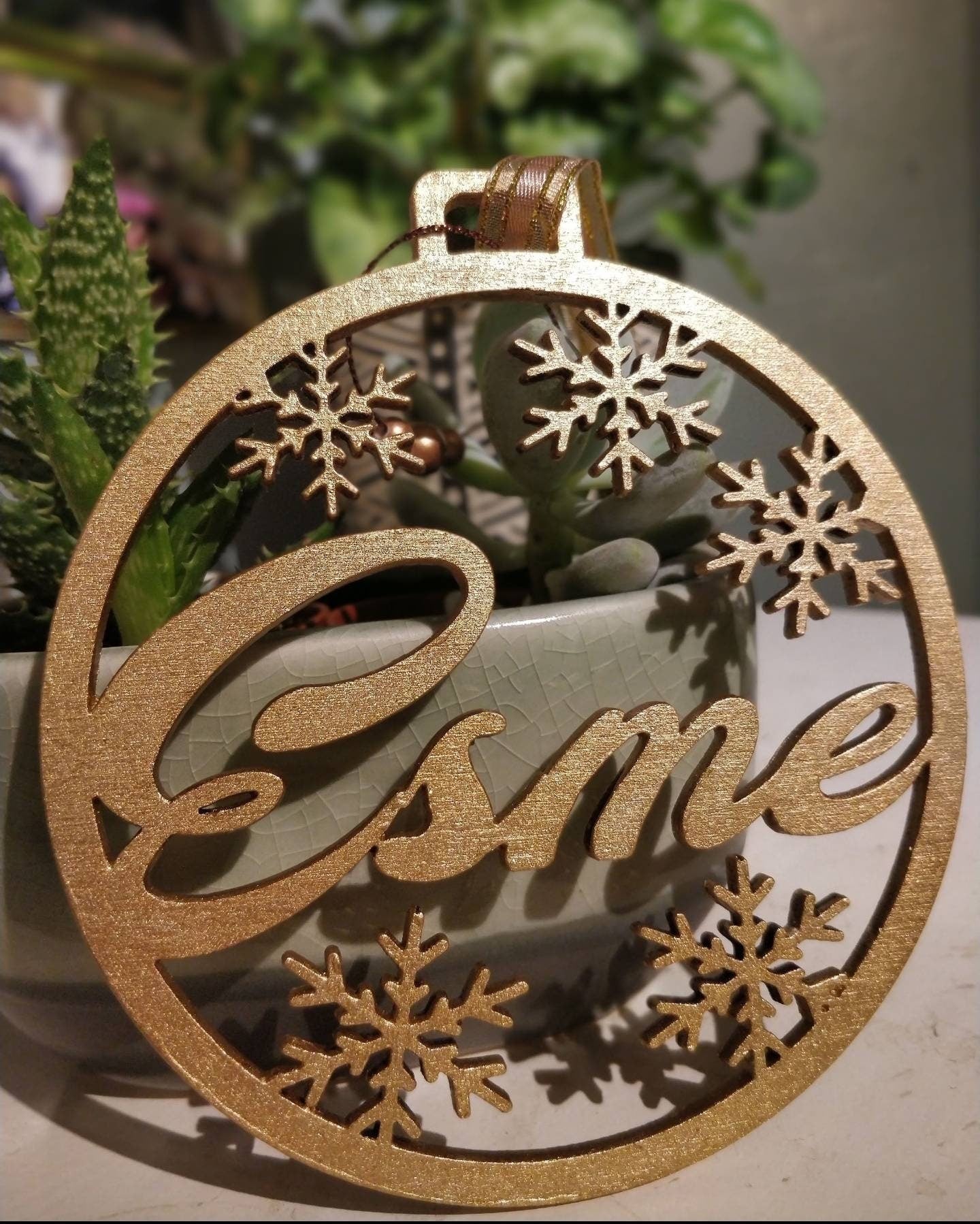 Personalised Christmas bauble - laser cut snowflake design