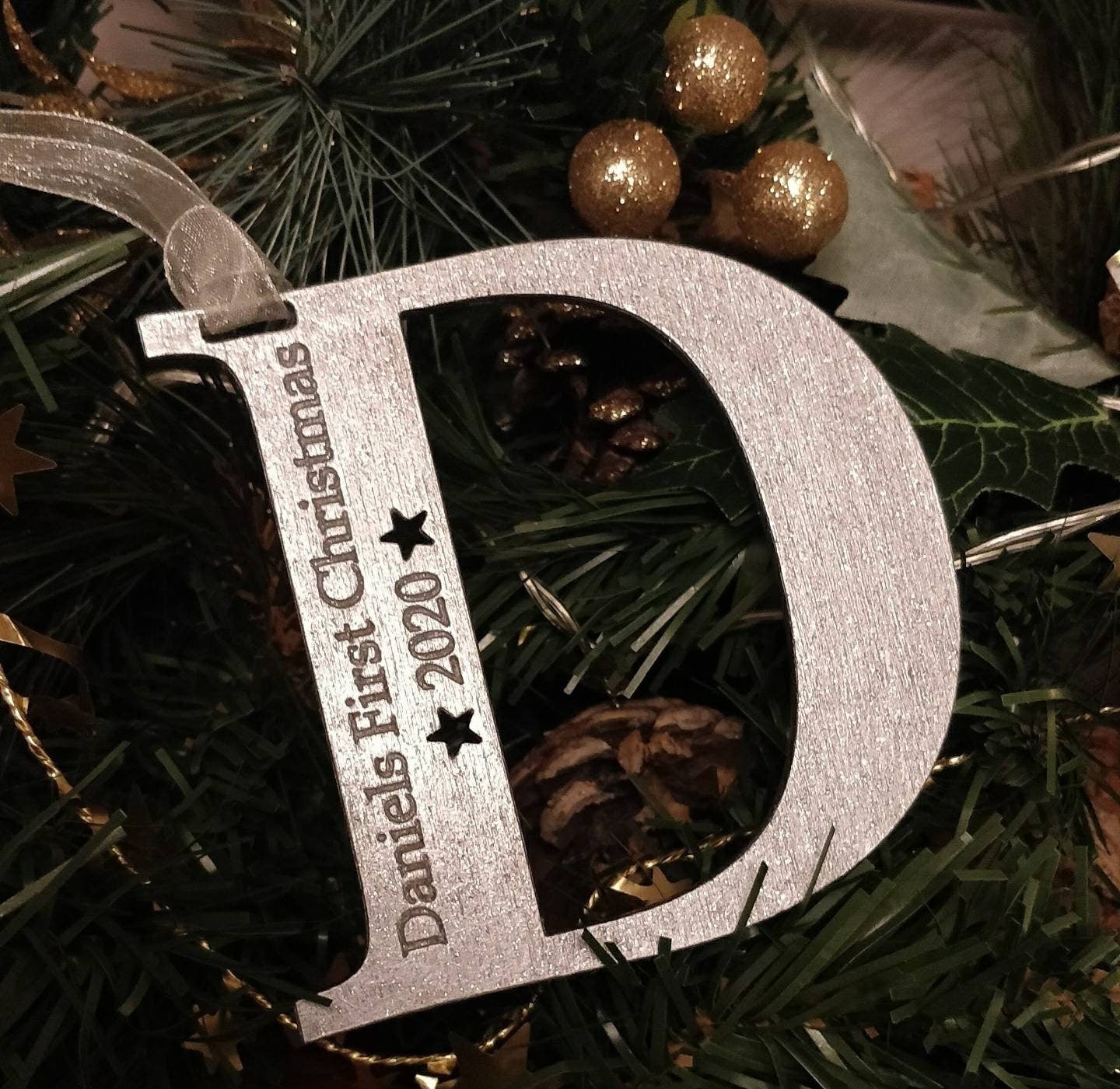 My first Christmas - Christmas tree decoration personalised letter.