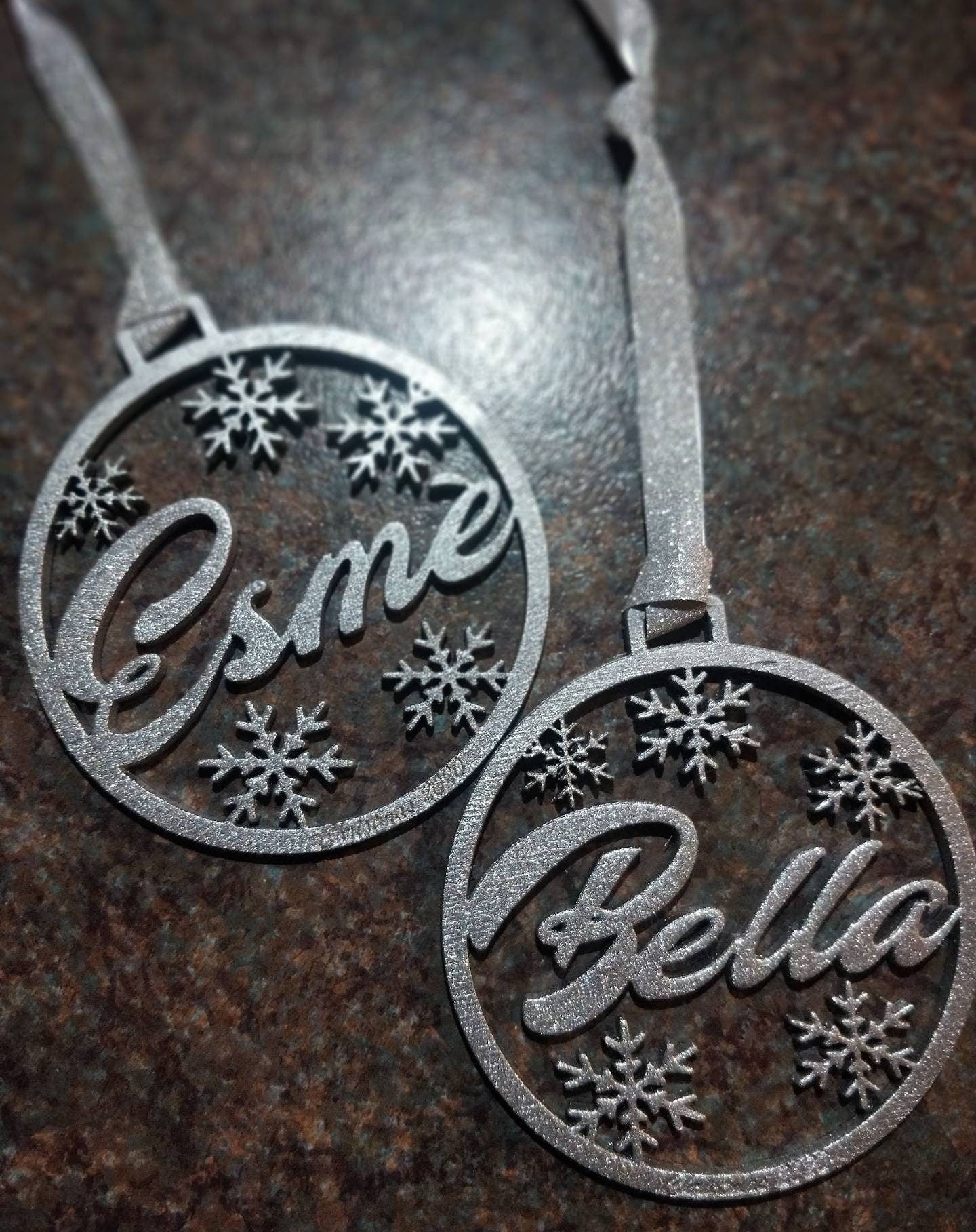 Personalised Christmas bauble - laser cut snowflake design