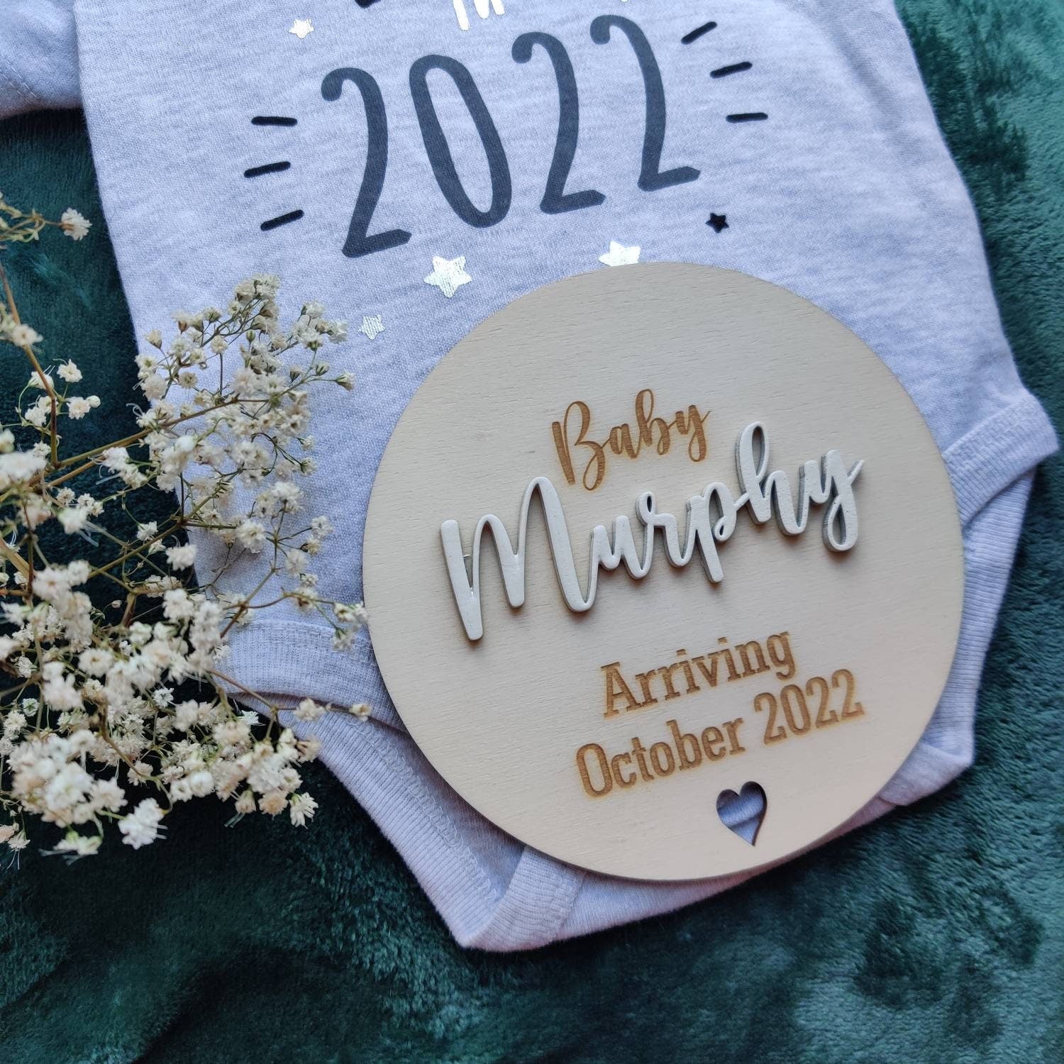 Personalised baby announcement disc / arrival disc
