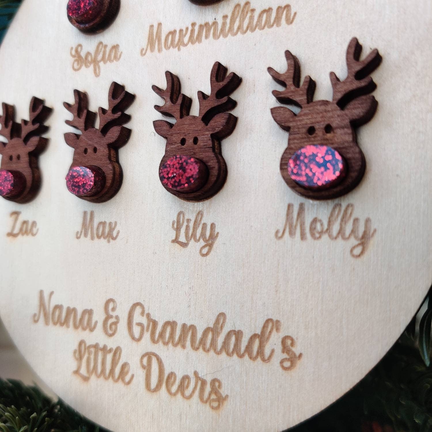 Our family/Herd personalised christmas tree bauble - personalised 3D reindeer /grandparents