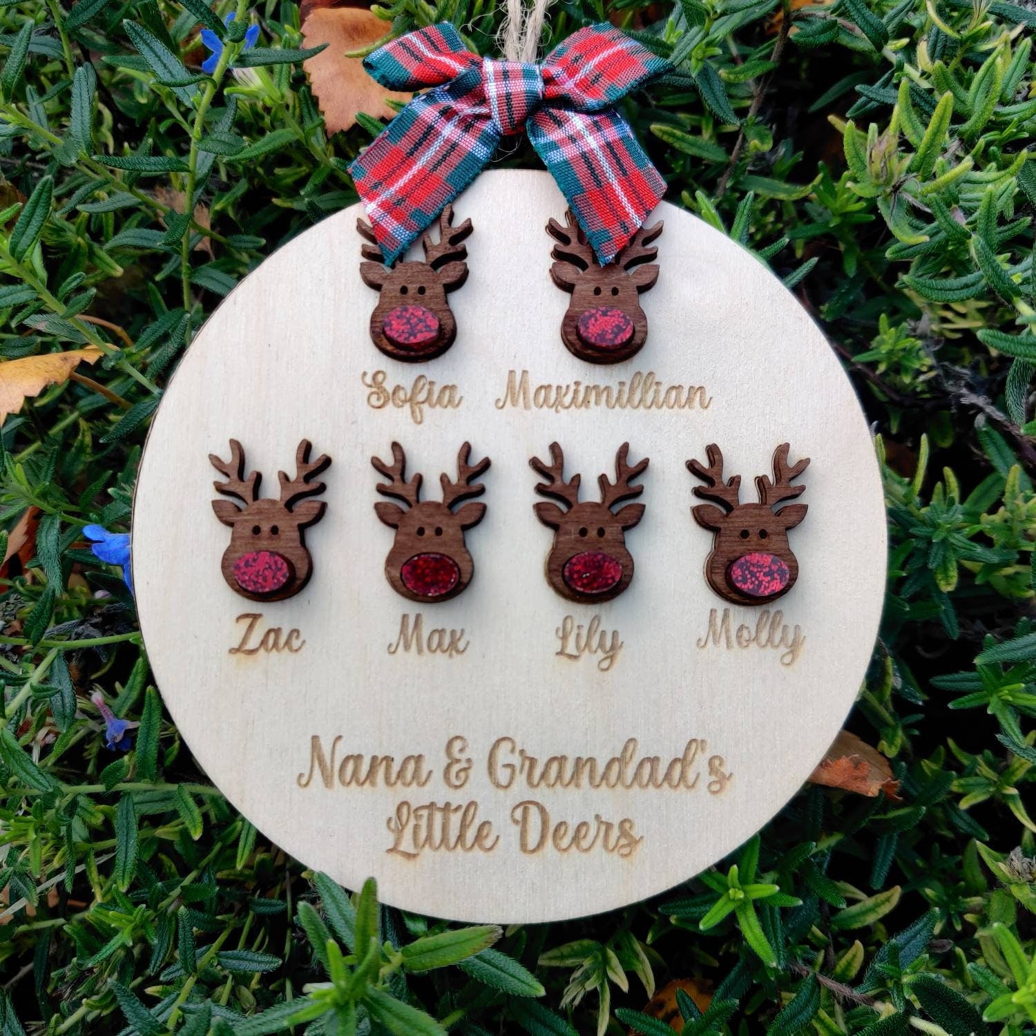Our family/Herd personalised christmas tree bauble - personalised 3D reindeer /grandparents