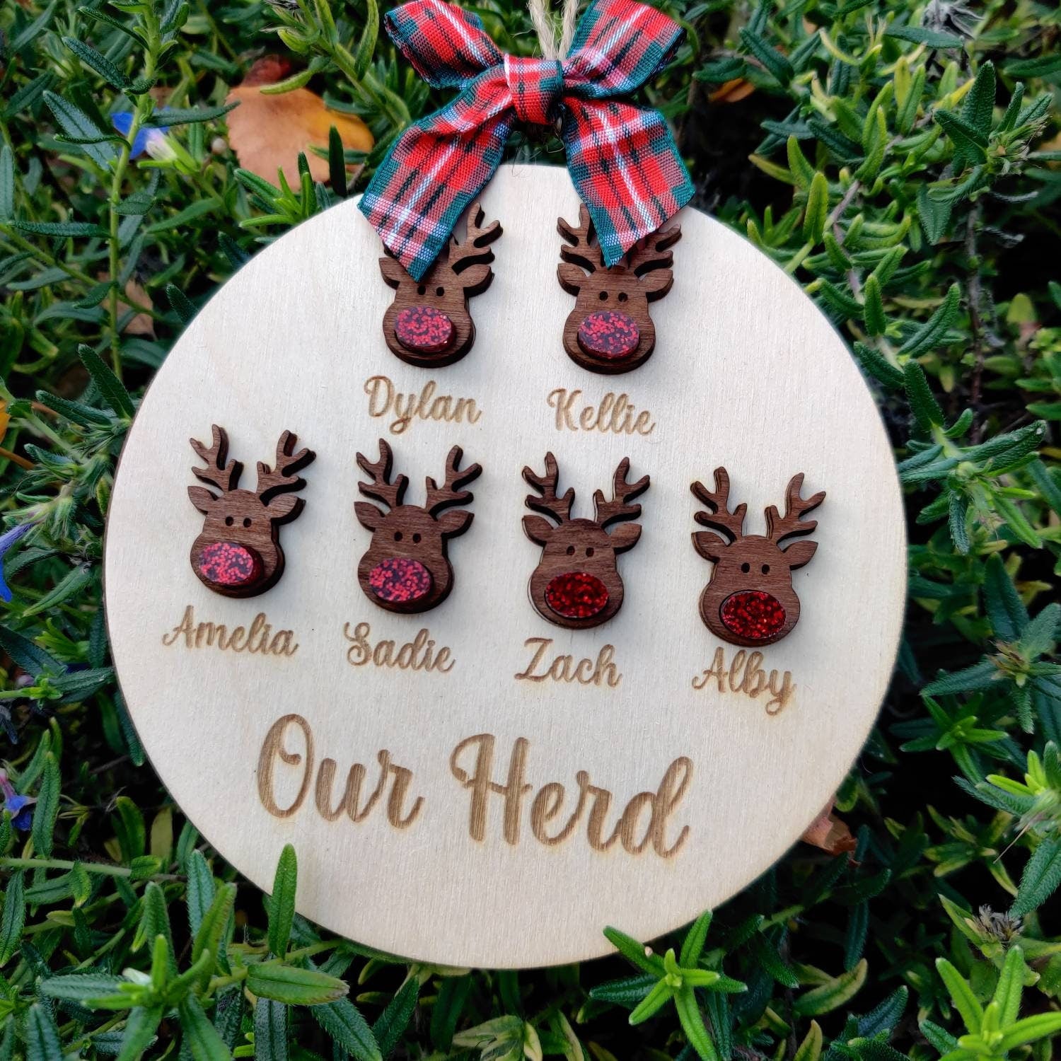 Our family/Herd personalised christmas tree bauble - personalised 3D reindeer /grandparents