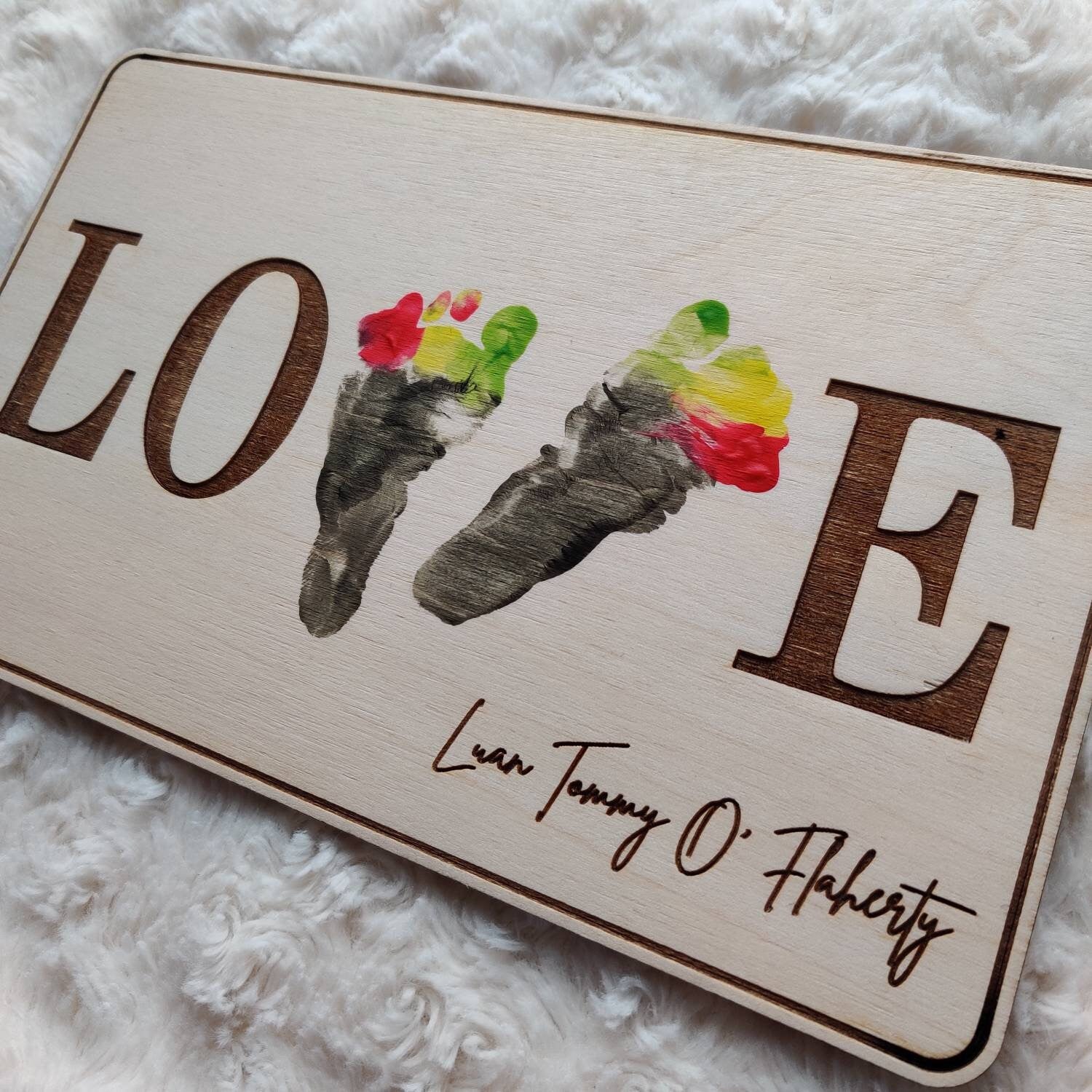 Personalised footprint plaque