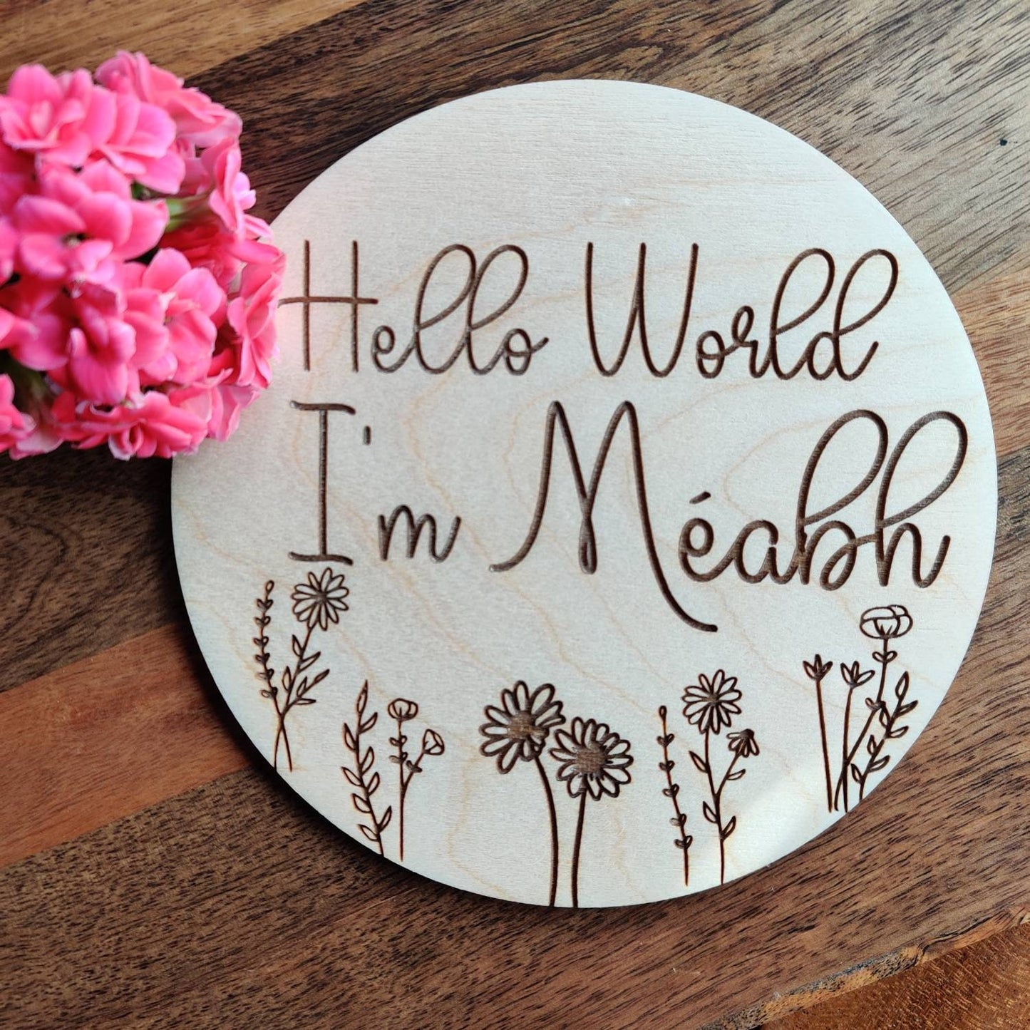 Personalised hello world baby name sign