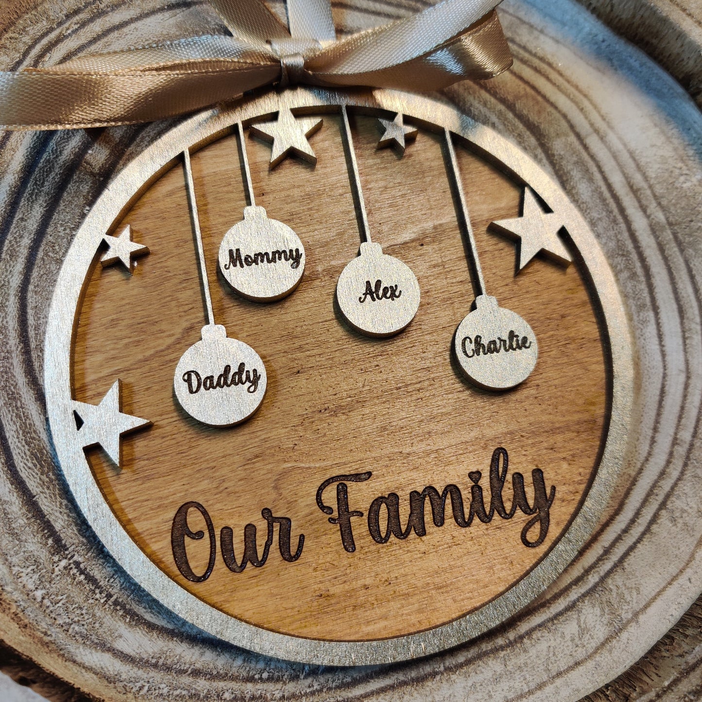Our family personalised christmas tree bauble