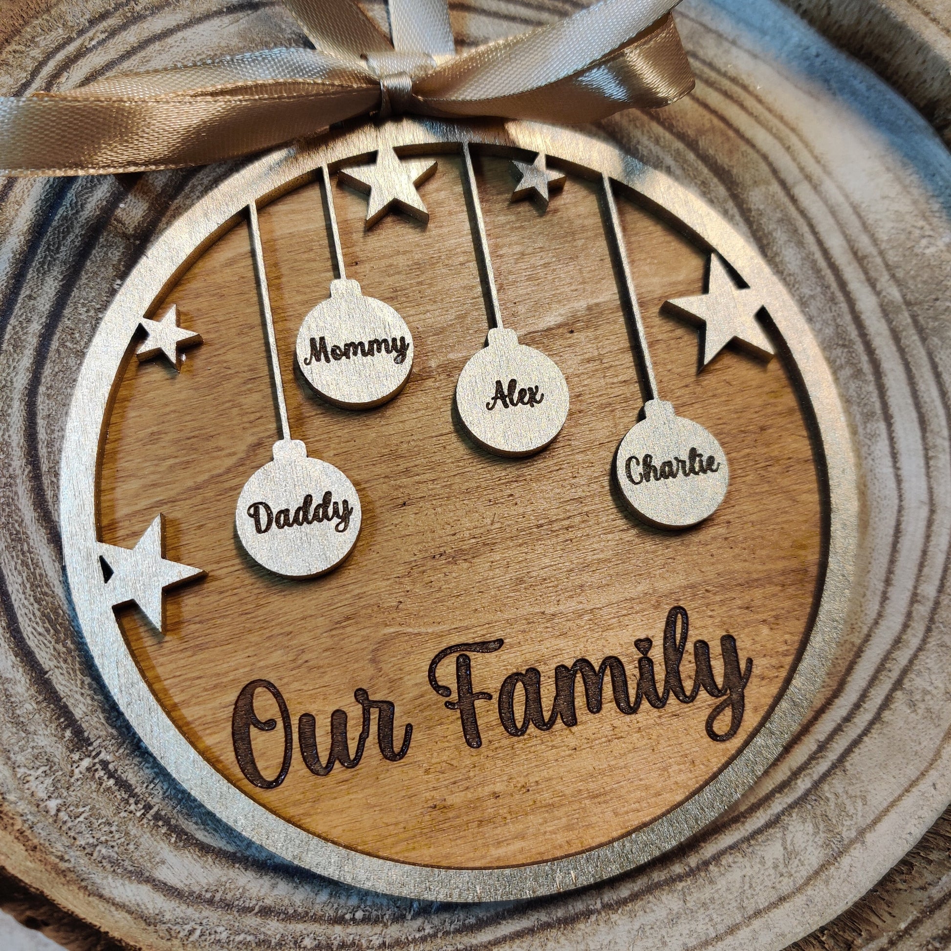 Our family personalised christmas tree bauble