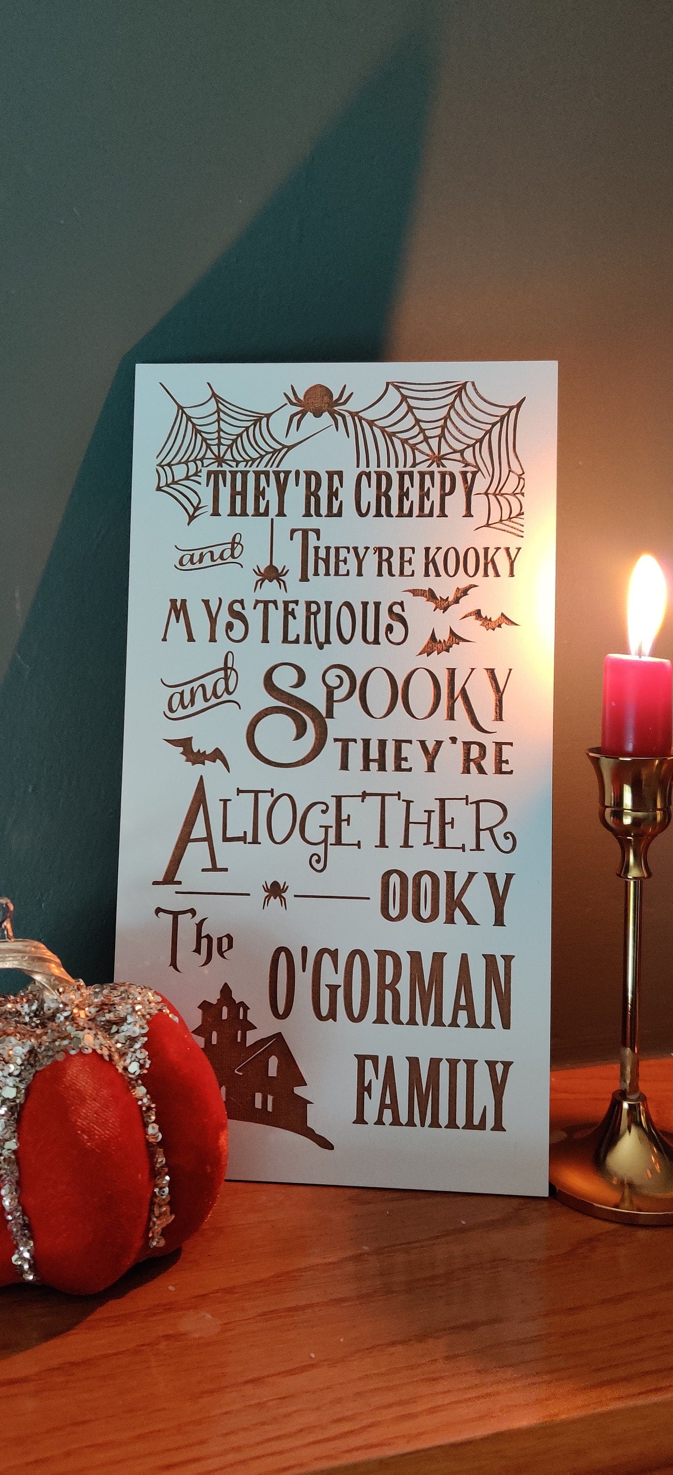 The Addams Family halloween personalised plaque