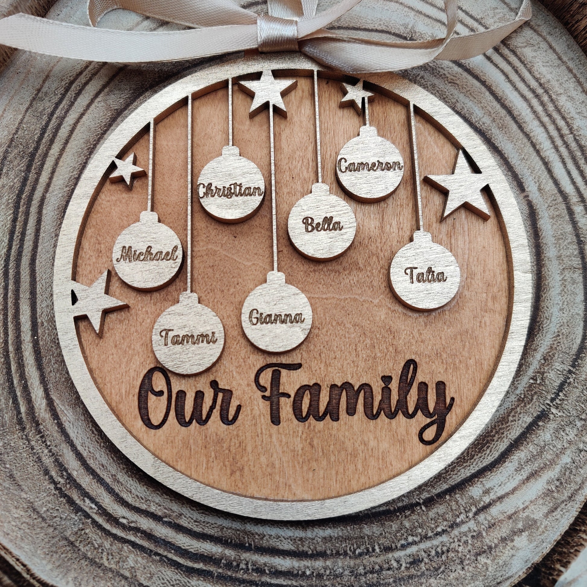 Our family personalised christmas tree bauble