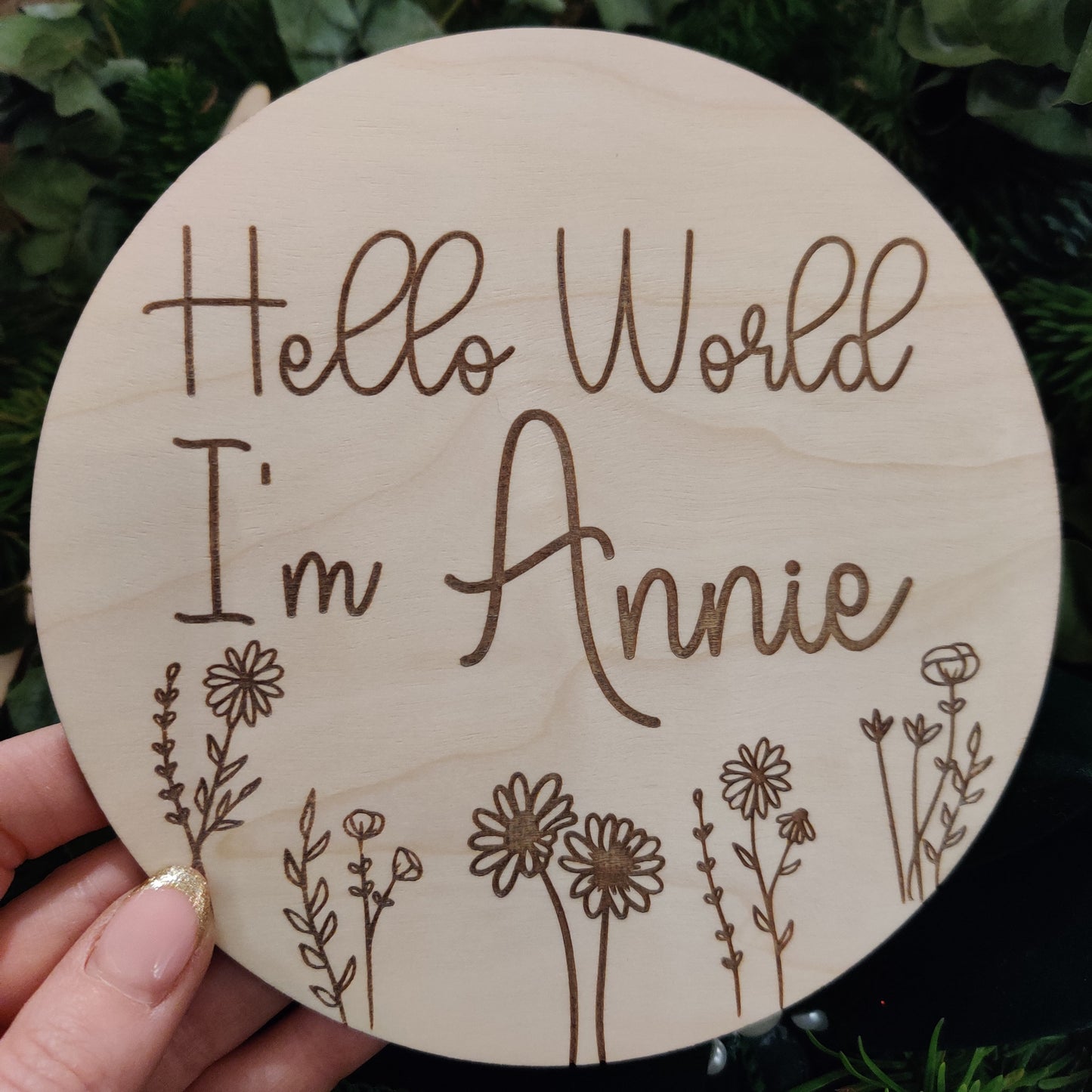 Personalised hello world baby name sign