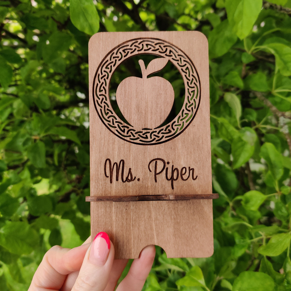 Personalised wooden phone stand