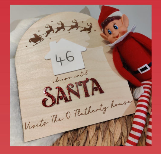 Santa countdown board – wooden, acrylic