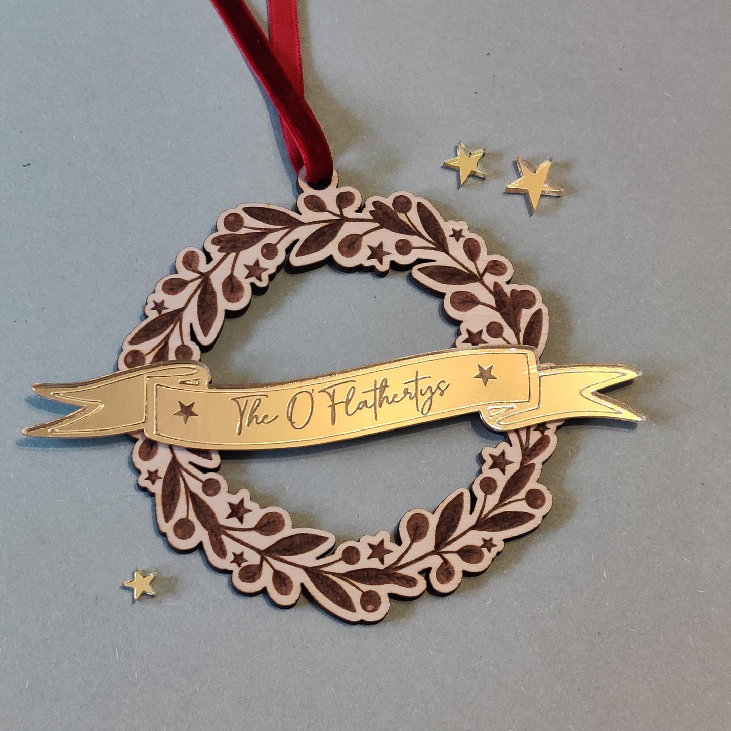 Christmas wreath decoration – wooden, acrylic