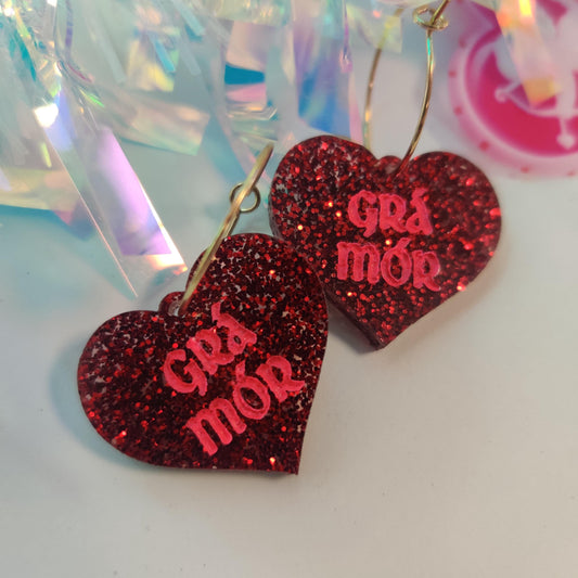 Grá Mór Earrings – laser cut, acrylic, handmade in Ireland