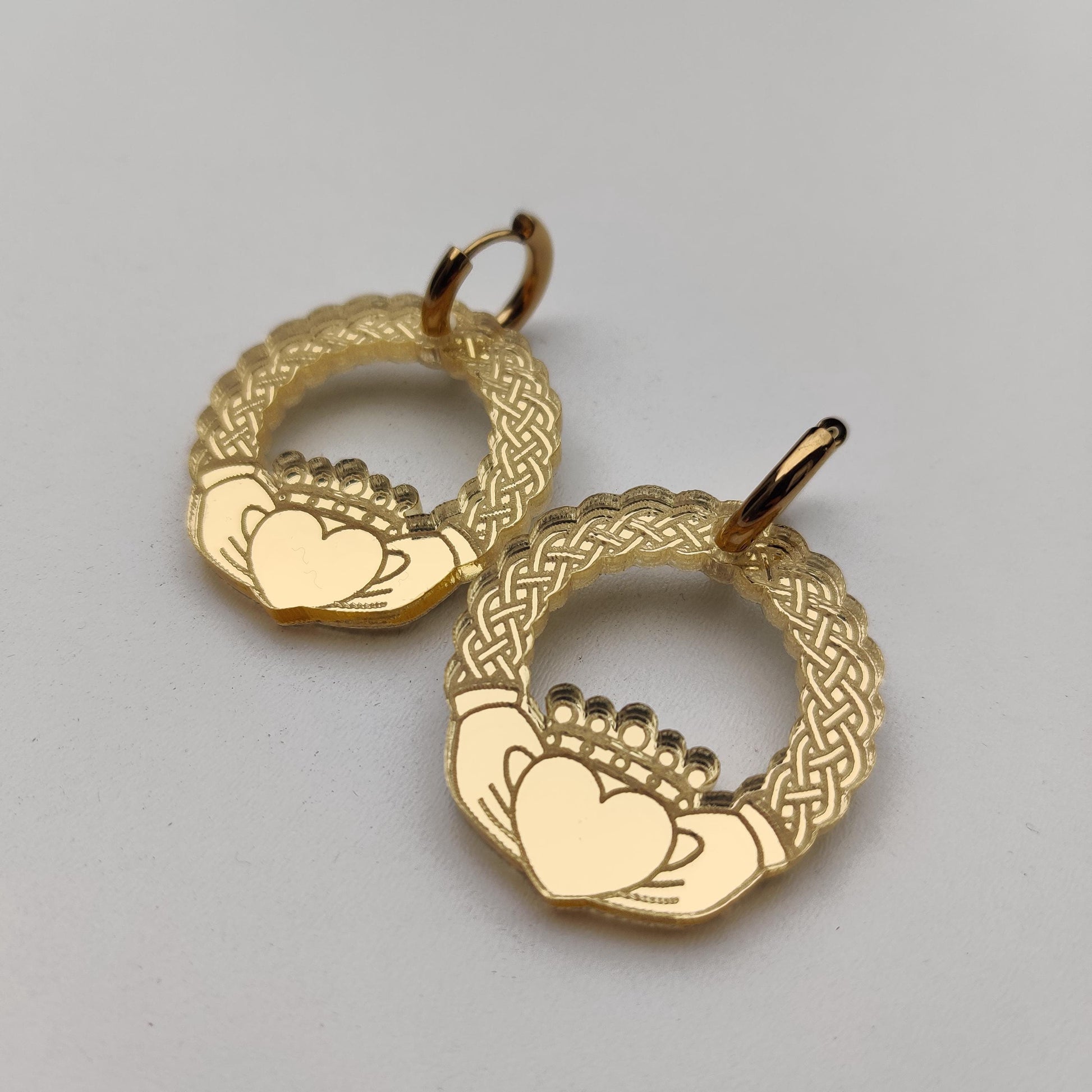 Claddagh Earrings – acrylic, handmade in Ireland