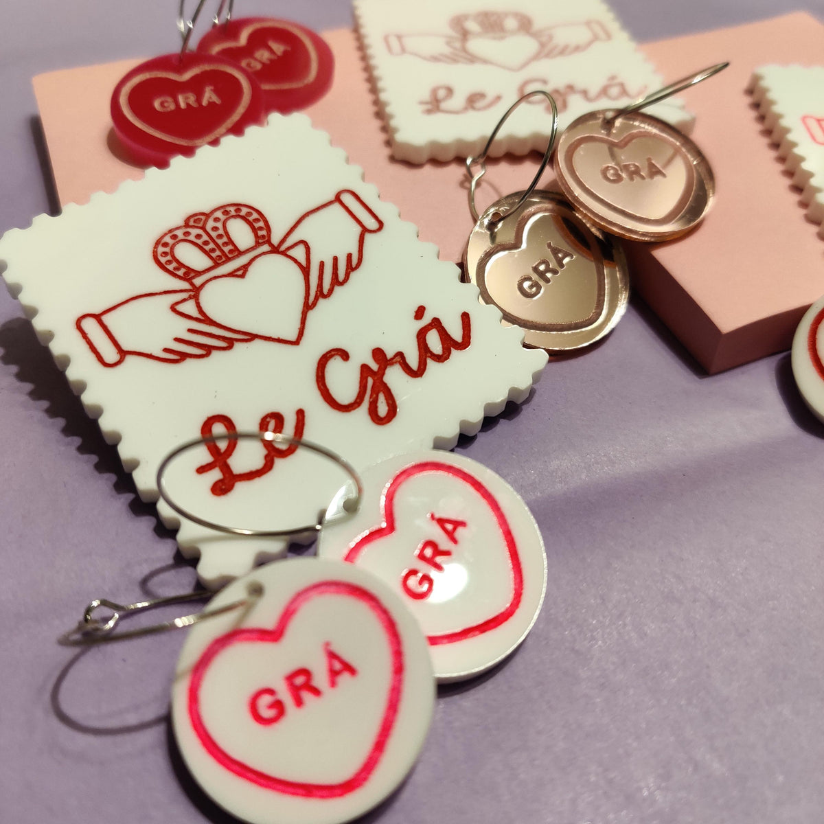 Grá love heart sweet Earrings