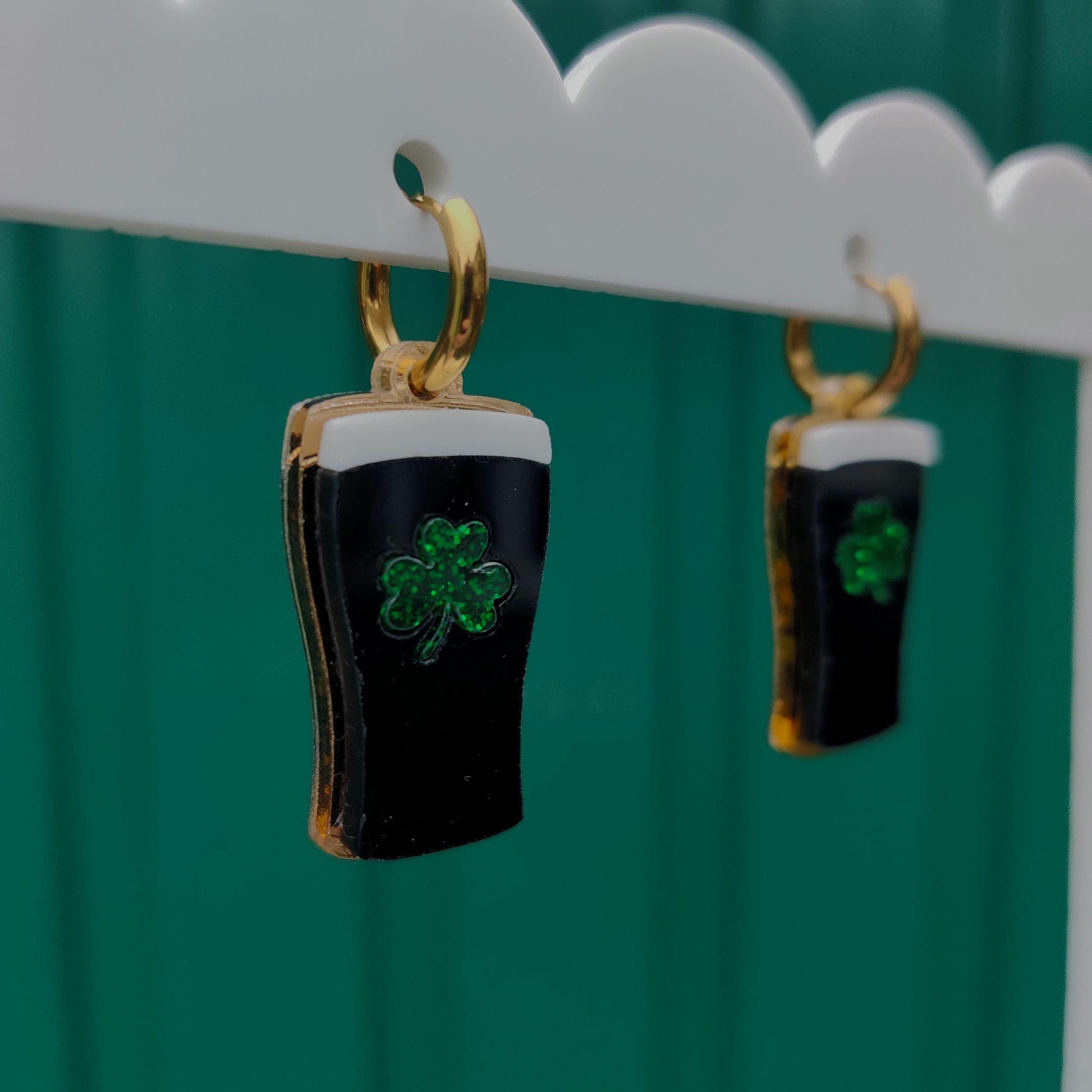 Guinness Earrings – acrylic, handmade in Ireland