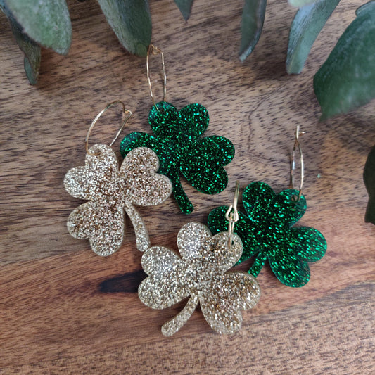Shamrock Earrings – acrylic, handmade in Ireland