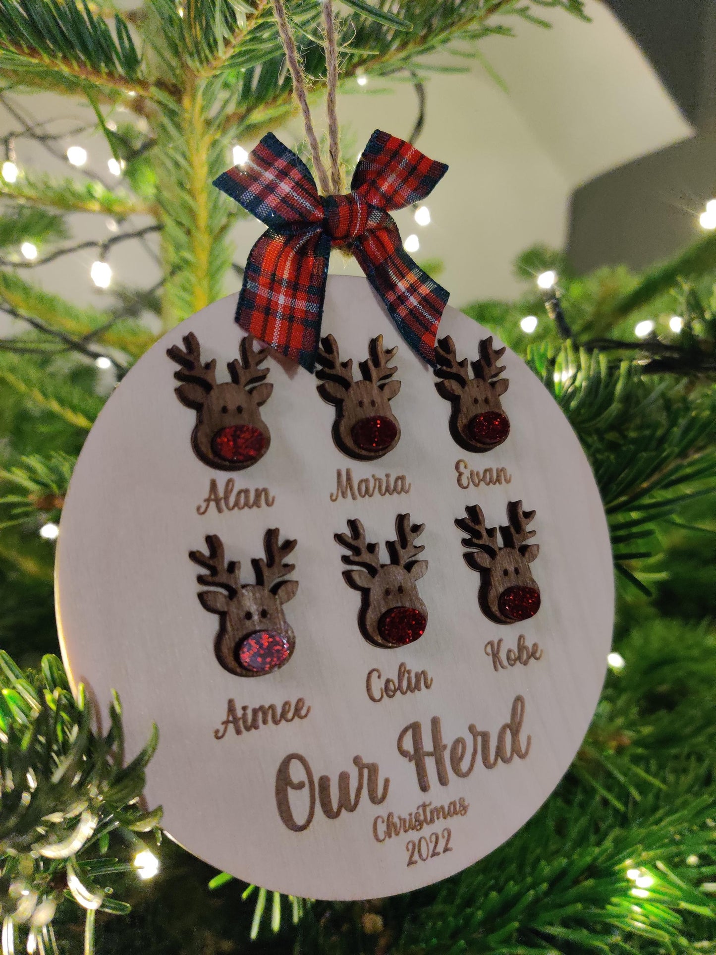 Our family/Herd personalised christmas tree bauble - personalised 3D reindeer /grandparents