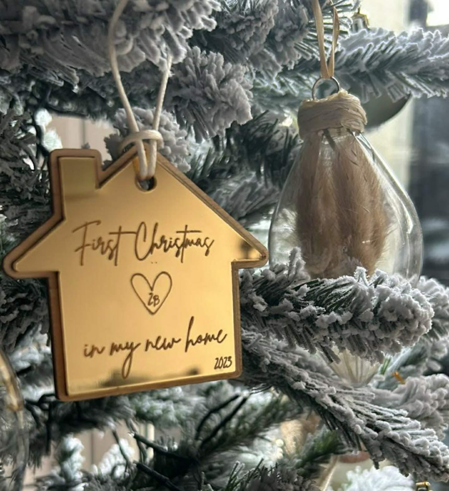 First Christmas in our new home. Personalised decoration. New house. Christmas gift.
