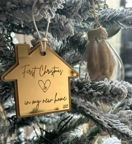 First Christmas in our new home. Personalised decoration. New house. Christmas gift.