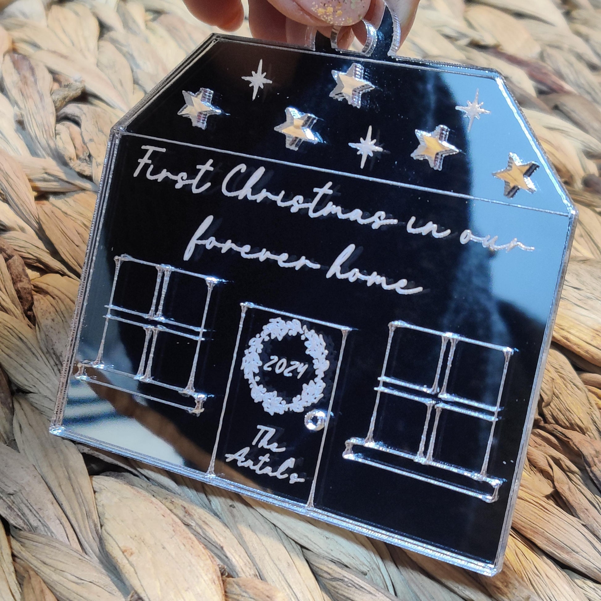 First Christmas in our new home. Personalised decoration. New house. Christmas gift.