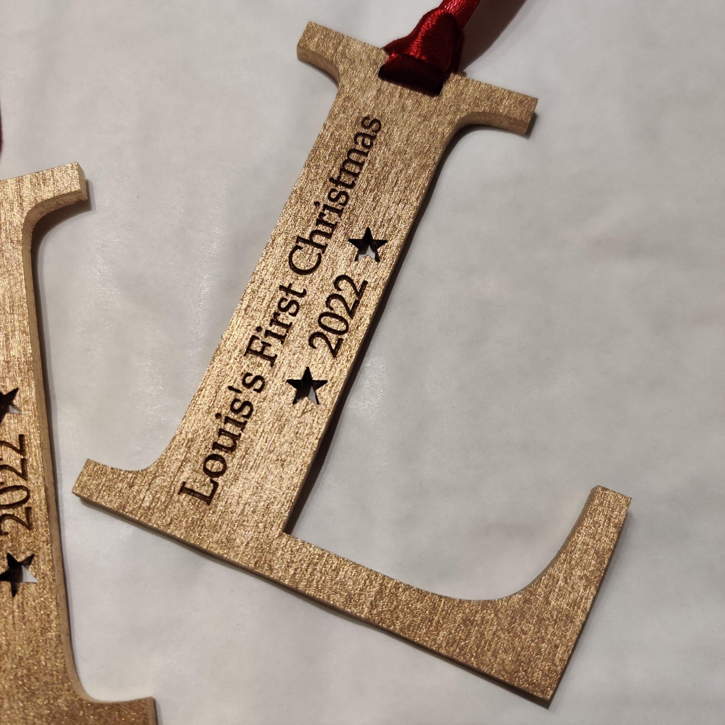 My first Christmas - Christmas tree decoration personalised letter.