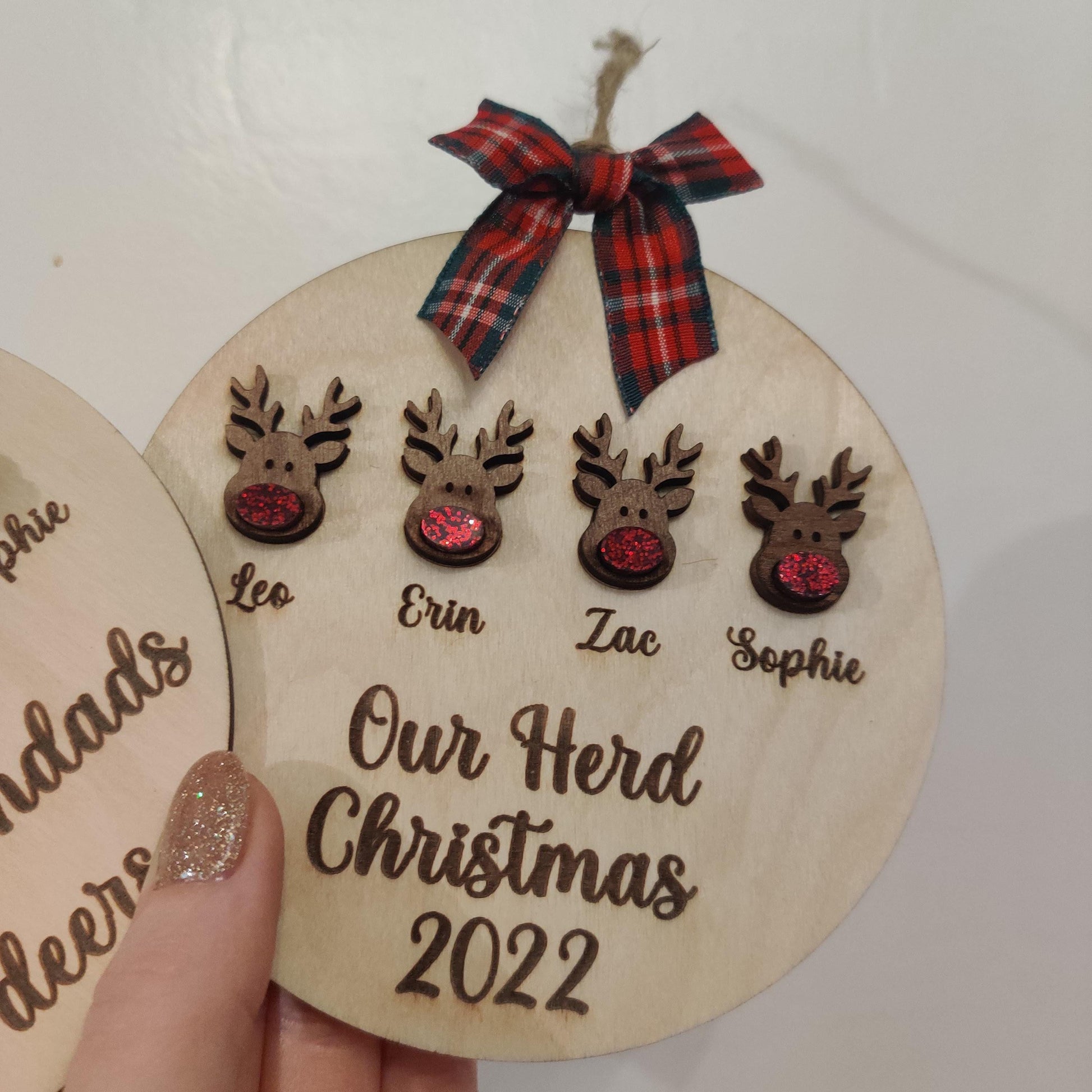 Our family/Herd personalised christmas tree bauble - personalised 3D reindeer /grandparents