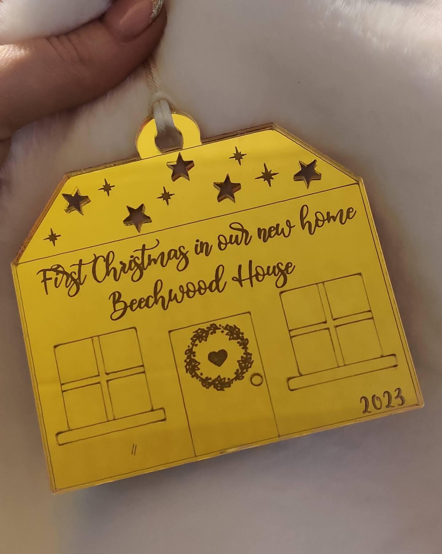 First Christmas in our new home. Personalised decoration. New house. Christmas gift.