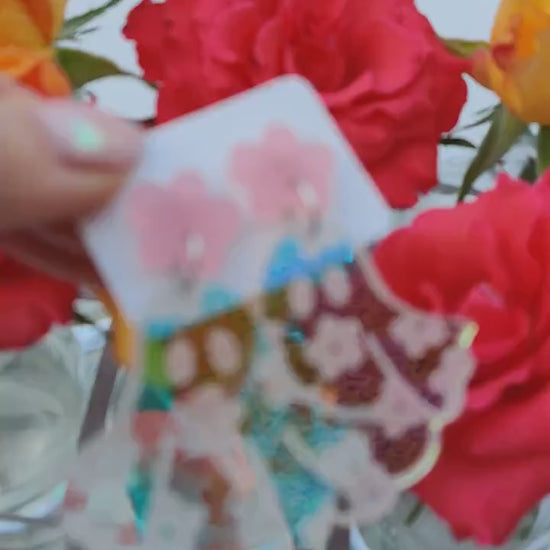 Iridescent Acrylic Ghost Earrings: Halloween Sugar Skull Jewelry