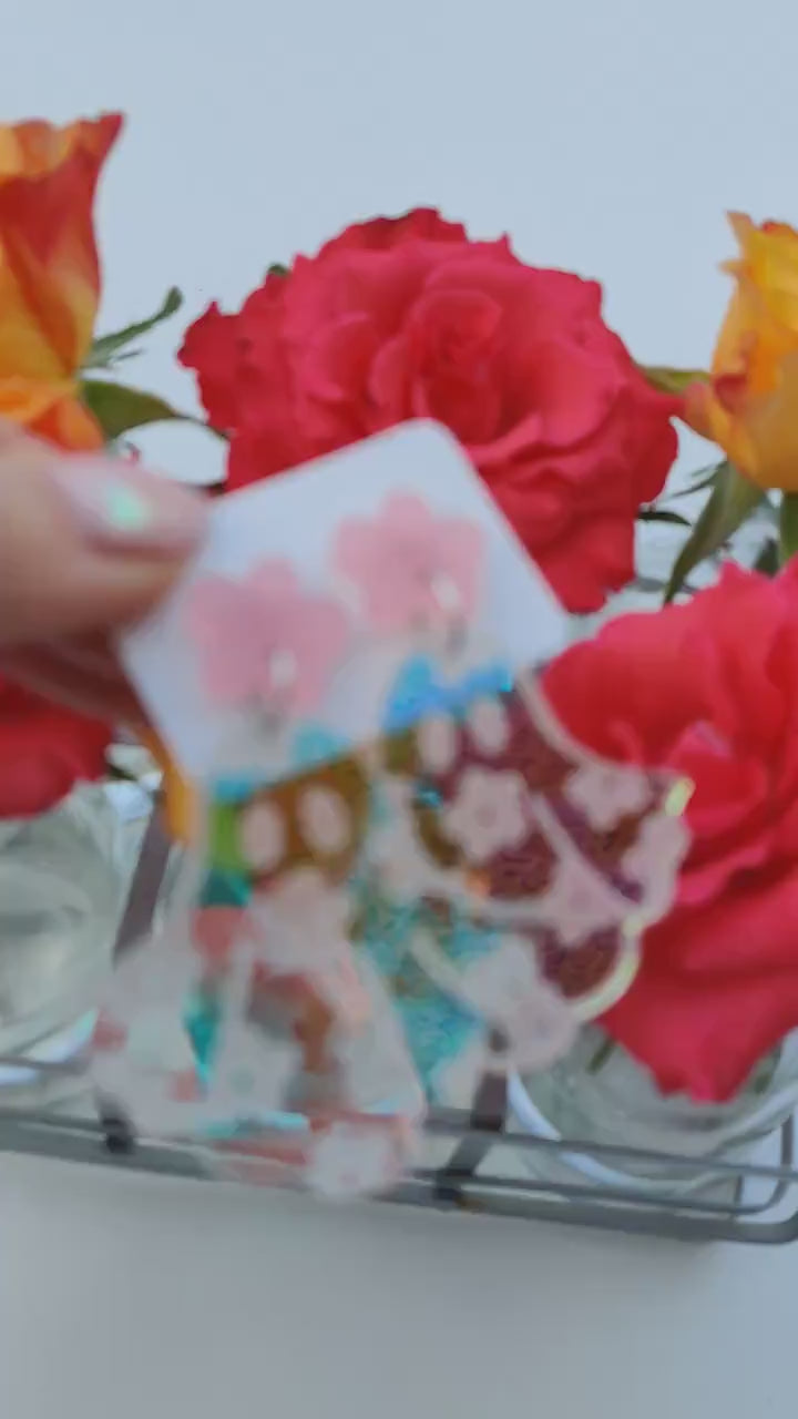 Iridescent Acrylic Ghost Earrings: Halloween Sugar Skull Jewelry