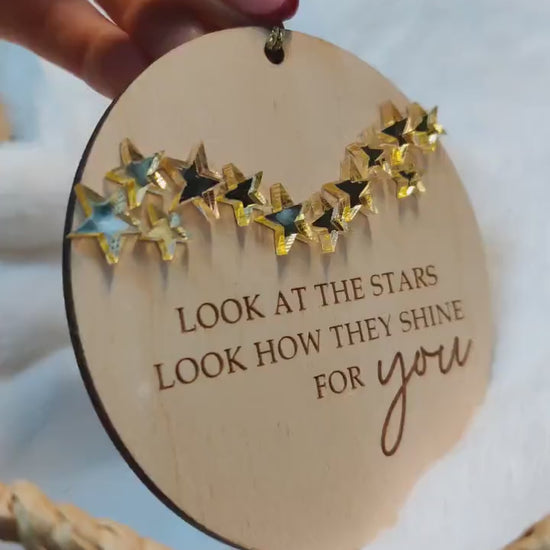Laser Engraved Star Decoration: Mirrored Acrylic Stars