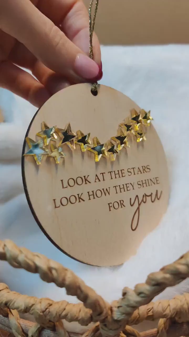 Laser Engraved Star Decoration: Mirrored Acrylic Stars