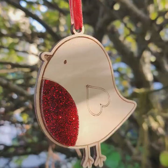 Christmas robin with sparkling red breast