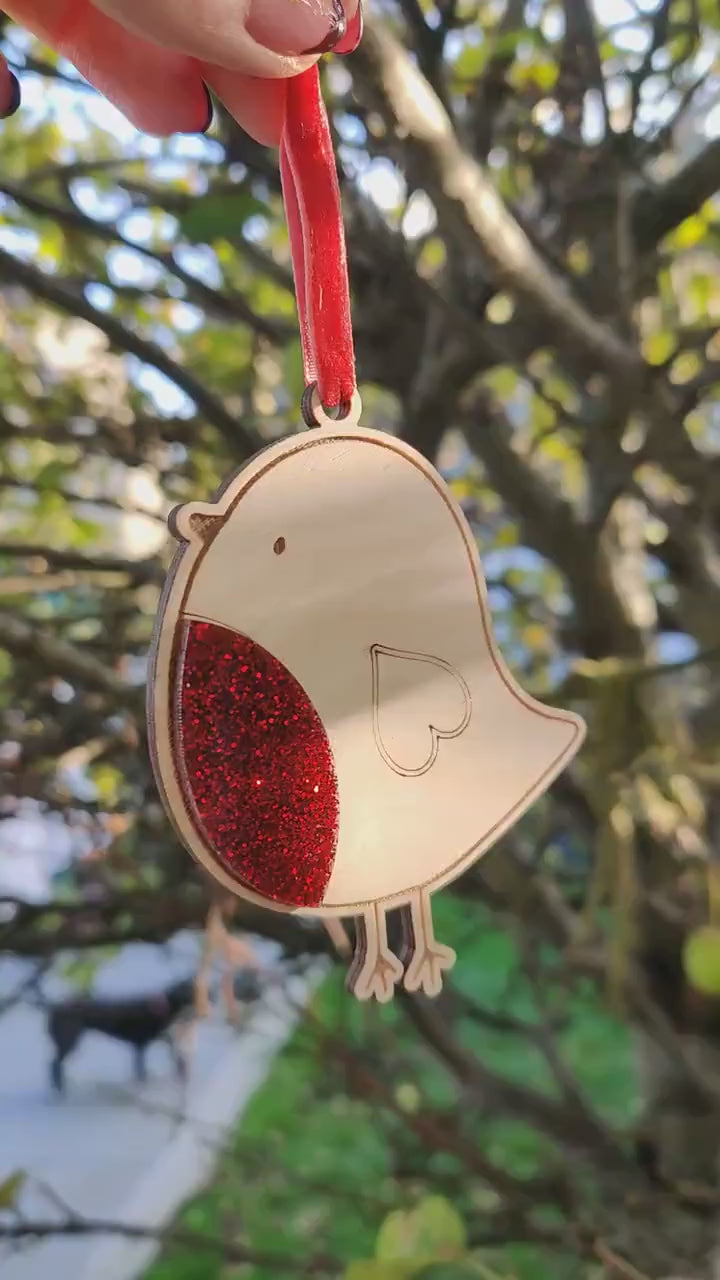 Christmas robin with sparkling red breast