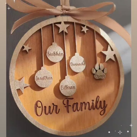 Our family personalised christmas tree bauble