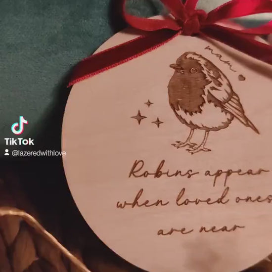 Personalized Robin Remembrance Decoration: Laser Engraved Memorial Ornament