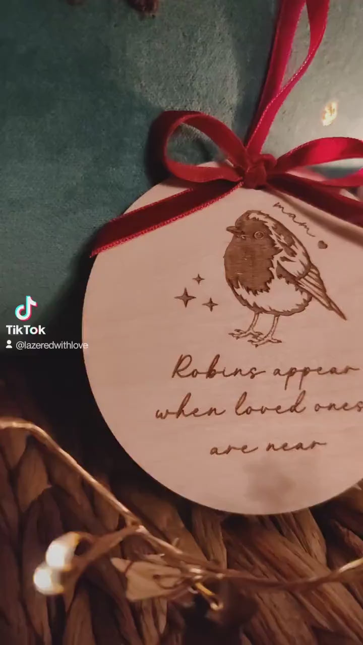 Personalized Robin Remembrance Decoration: Laser Engraved Memorial Ornament