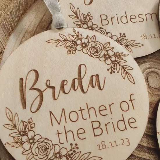 Personalized Engraved Birch Plywood Hanger Tags: Bridal Wedding Favors