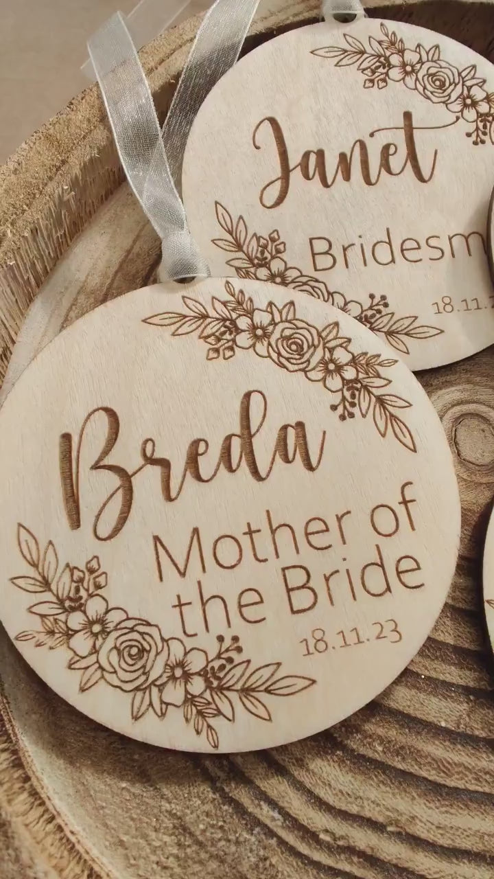 Personalized Engraved Birch Plywood Hanger Tags: Bridal Wedding Favors
